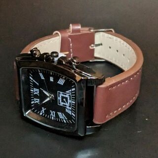 ♦即購入OK♦ 新品 スクエア メンズ ビジネス 腕時計 ブラウン ブラック(腕時計(アナログ))