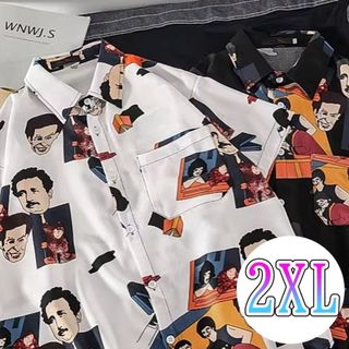 【HIT商品♪】　メンズ　シャツ　柄シャツ　個性的　レトロ　半袖　２ＸＬ　韓国