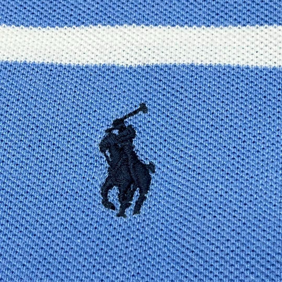 POLO RALPH LAUREN(ポロラルフローレン)のポロラルフローレン　ボーダーポロシャツ　L ブルー　ポニー刺繍　現行タグ メンズのトップス(ポロシャツ)の商品写真