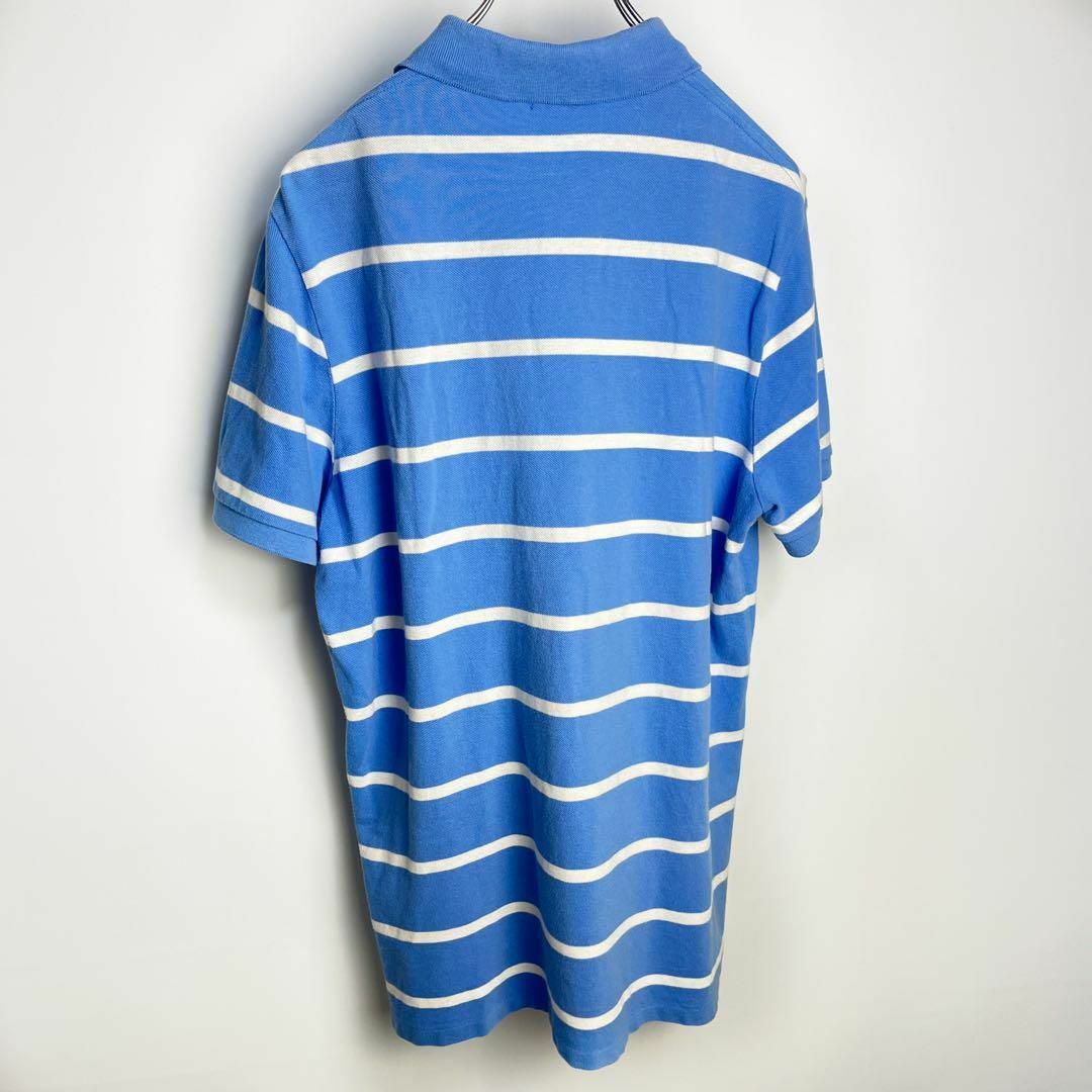 POLO RALPH LAUREN(ポロラルフローレン)のポロラルフローレン　ボーダーポロシャツ　L ブルー　ポニー刺繍　現行タグ メンズのトップス(ポロシャツ)の商品写真