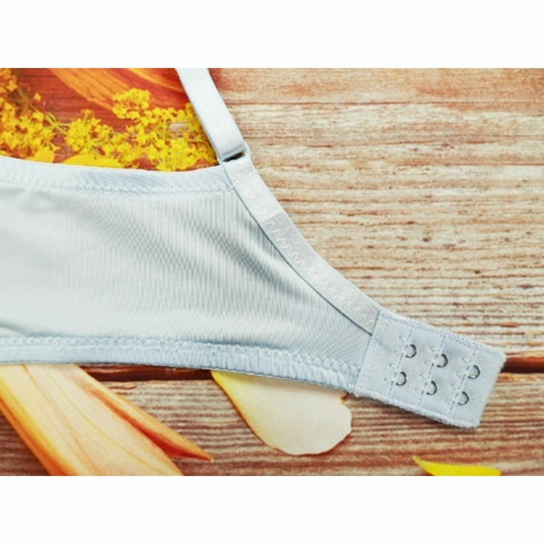 404★D85 LL★脇高調ブラショーツセット フラワー刺繍 水色 レディースの下着/アンダーウェア(ブラ&ショーツセット)の商品写真
