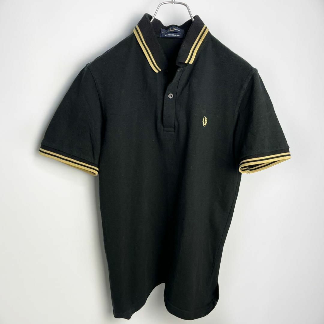 FRED PERRY - フレッドペリー ポロシャツ M12 黒 金 40 ロゴ刺繍 FRED PERRY - フレッドペリー ポロシャツ M12 黒 金 40 ロゴ刺繍