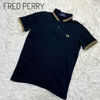 FRED PERRY - フレッドペリー　ポロシャツ　M12 黒　金　40 ロゴ刺繍　イングランド製