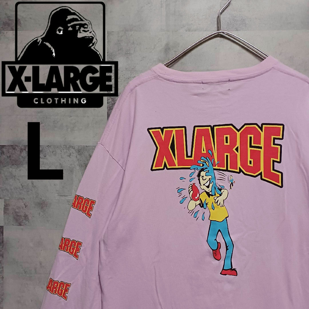 XLARGE(エクストララージ)のXLARGE エクストララージ メンズロンT ライトピンク L ストリート メンズのトップス(Tシャツ/カットソー(七分/長袖))の商品写真