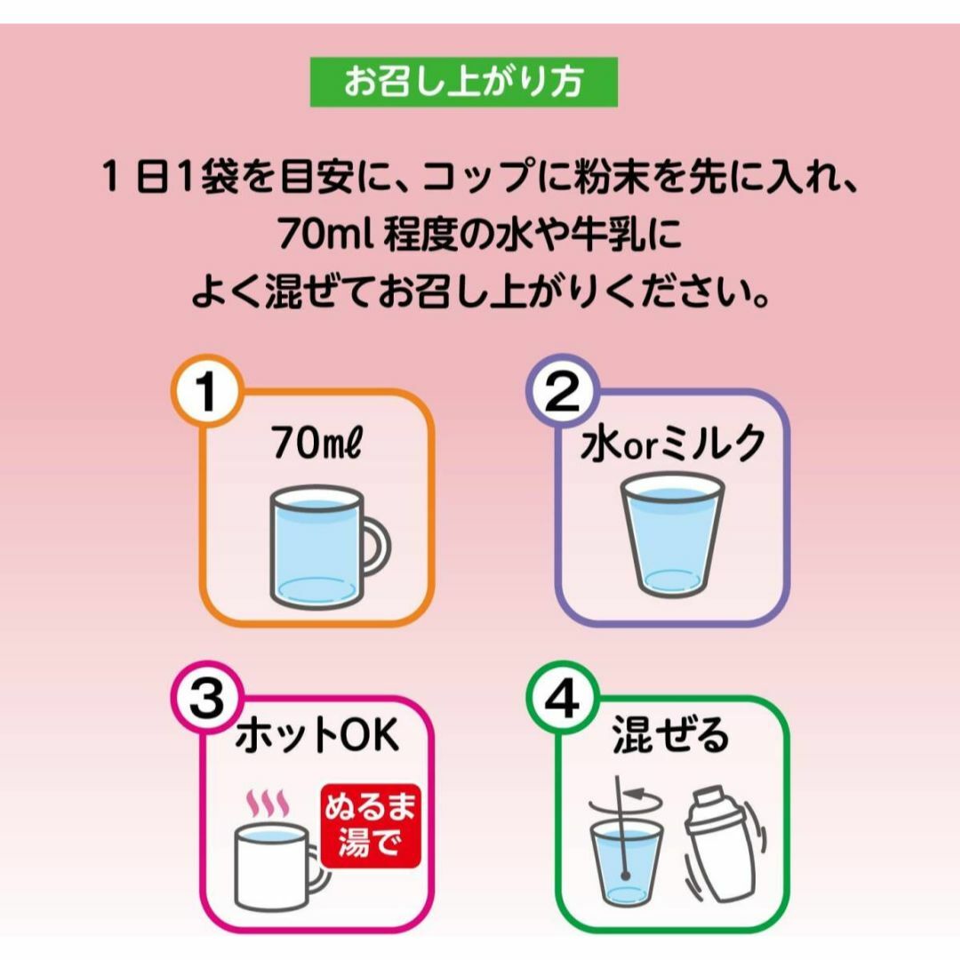 日本薬健(ニホンヤッケン)の白桃青汁 × 乳酸菌　大容量　36袋　白桃味　日本薬健　① 食品/飲料/酒の健康食品(青汁/ケール加工食品)の商品写真