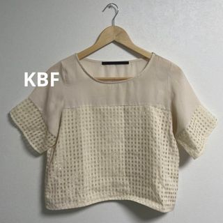 KBF - KBF★ギンガムチェック シアー切替 プルオーバ 一半袖 透け