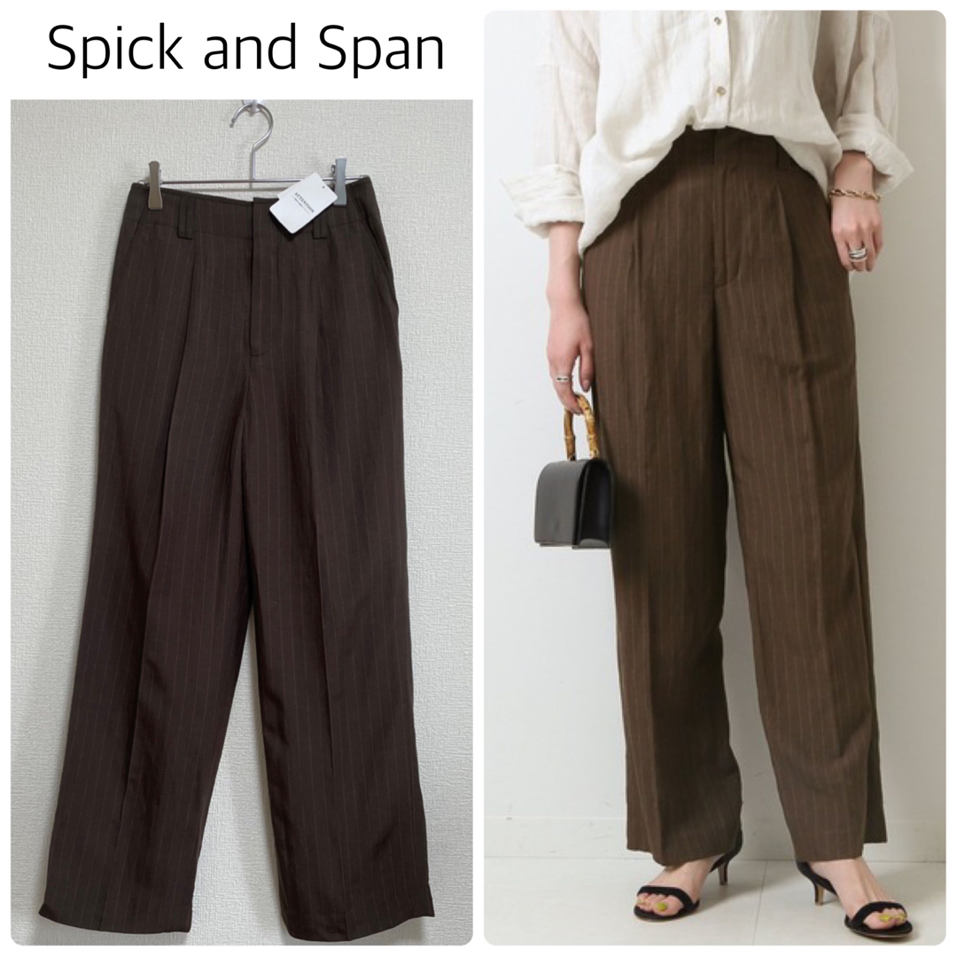 Spick & Span(スピックアンドスパン)の【新品タグ付】Spick and Spanビスリネンタックストレートパンツ レディースのパンツ(カジュアルパンツ)の商品写真