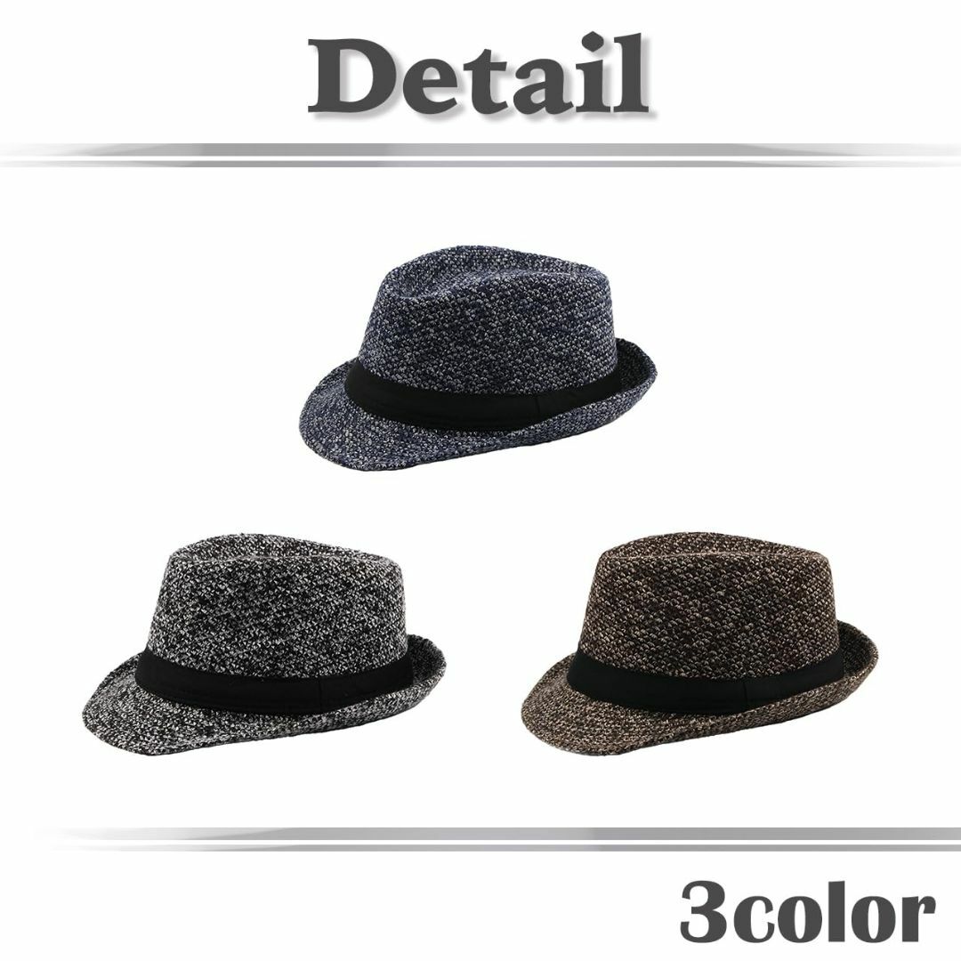 【色: ブラック】[ホワイトファング] 帽子 ツイード センタークリース 中折れ メンズのファッション小物(その他)の商品写真
