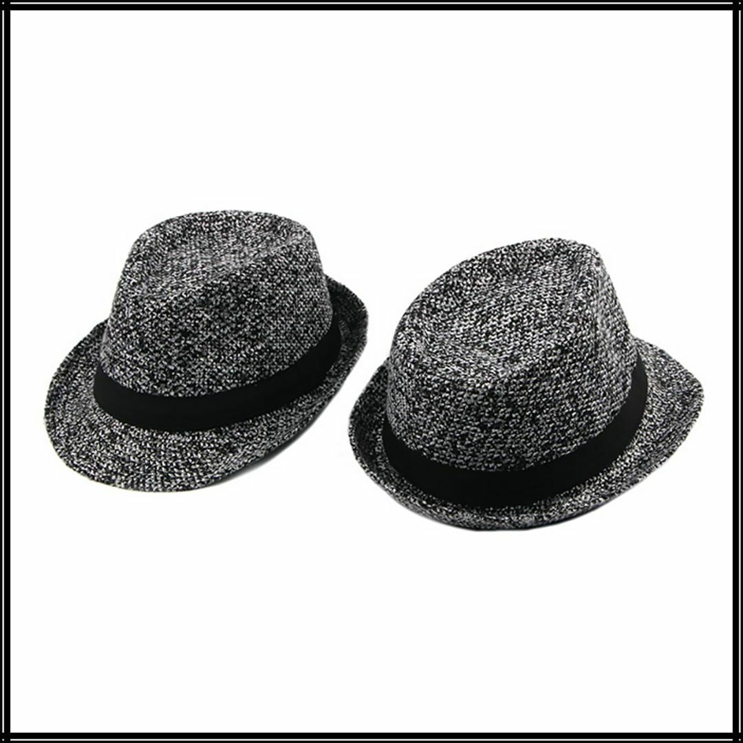 【色: ブラック】[ホワイトファング] 帽子 ツイード センタークリース 中折れ メンズのファッション小物(その他)の商品写真