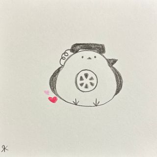 【681】【シマエナガの絵】オリジナル手描きアナログイラスト原画　自作創作作品(アート/写真)