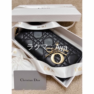 クリスチャンディオール(Christian Dior)のDior レディディオール カナージュ ラウンドファスナー 長財布(財布)