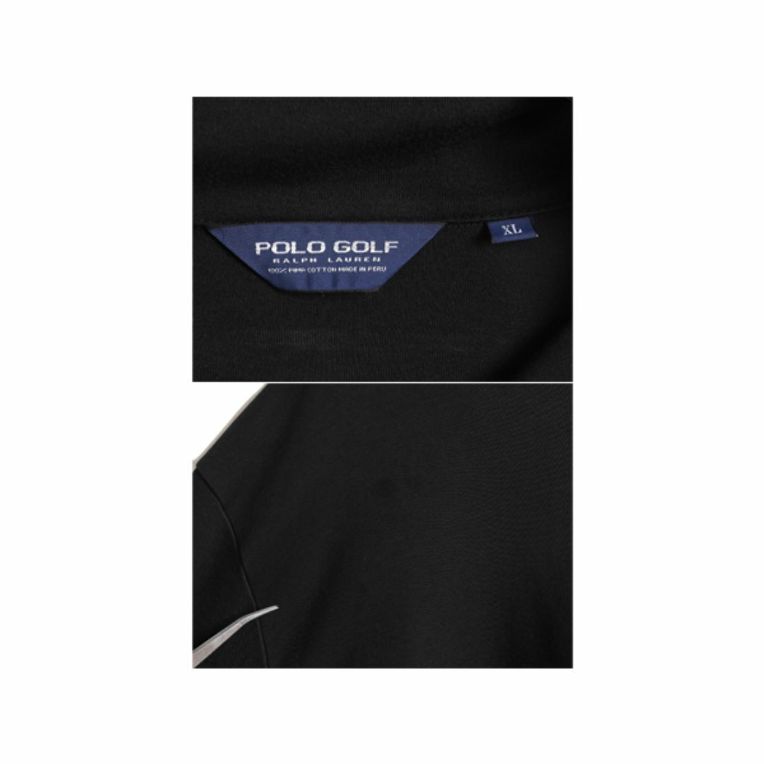 Ralph Lauren(ラルフローレン)の90s 高級 ペルー製 100% ピマコットン ポロ ゴルフ ラルフローレン スウェット メンズ XL / POLO GOLF ハーフジップ 大きいサイズ ブラック メンズのトップス(スウェット)の商品写真