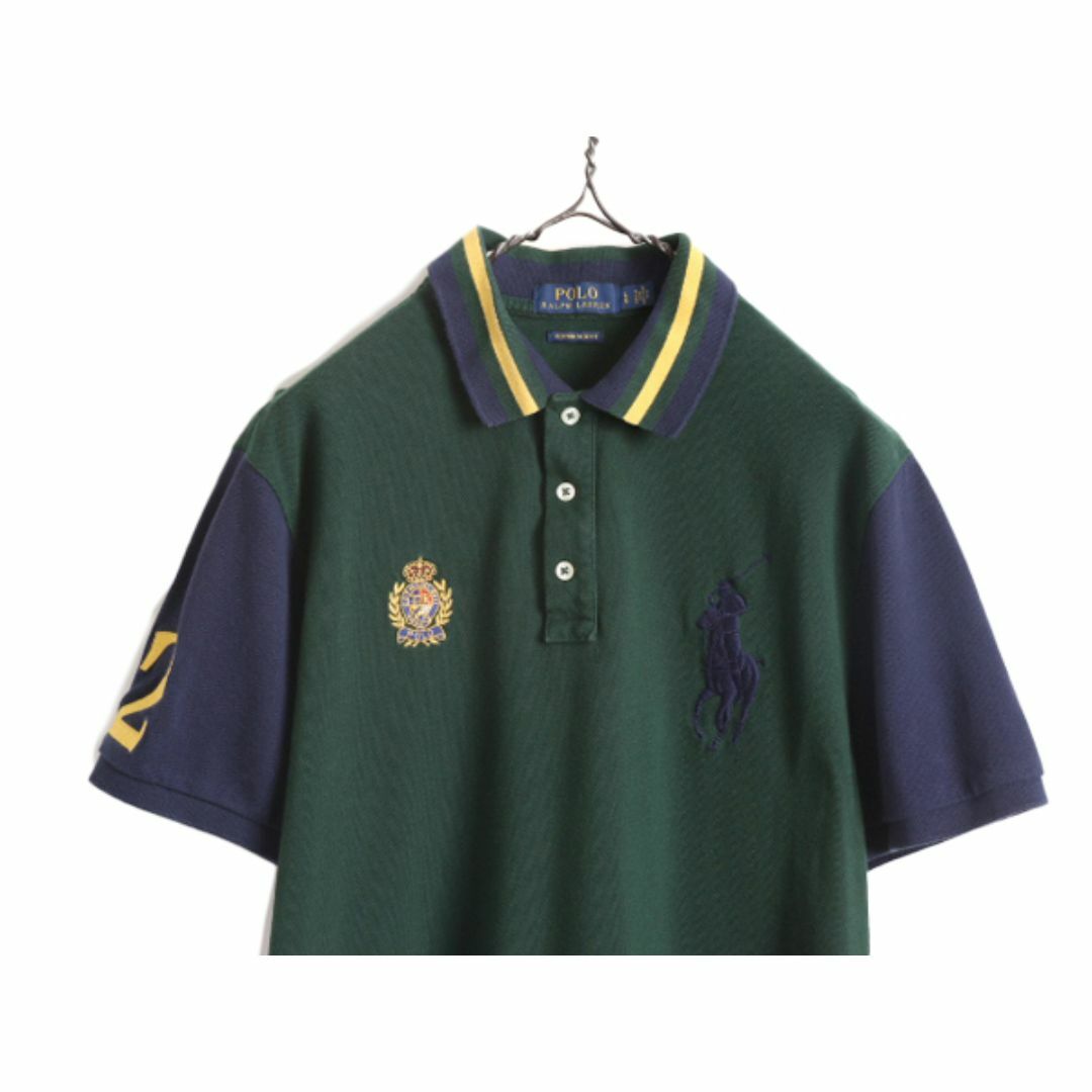 Ralph Lauren(ラルフローレン)のクッキー クレスト ビックポニー ポロ ラルフローレン 鹿の子 半袖 ポロシャツ メンズ L / 古着 半袖シャツ ナンバリング スリムフィット メンズのトップス(ポロシャツ)の商品写真