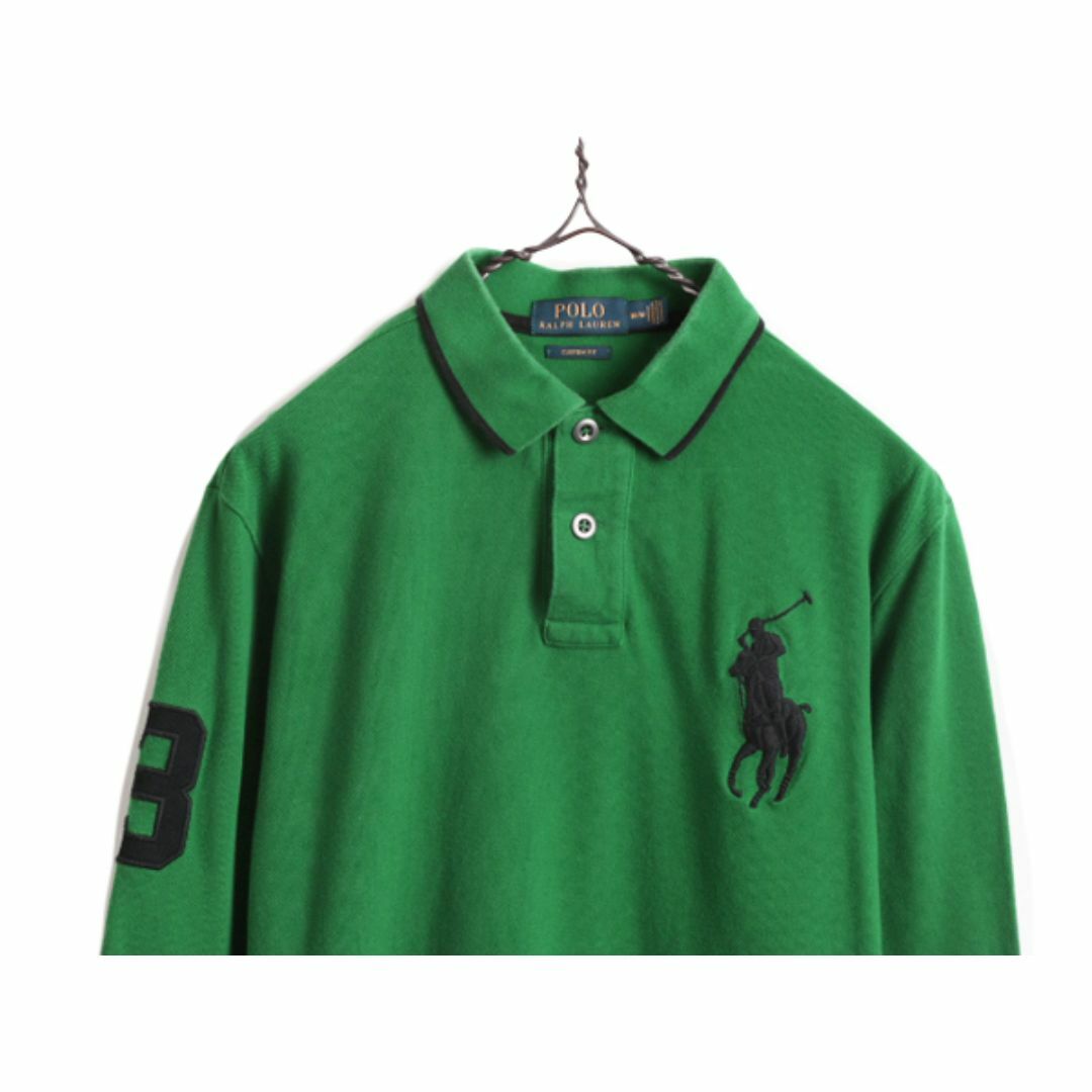 Ralph Lauren(ラルフローレン)のビックポニー ポロ ラルフローレン 鹿の子 長袖 ポロシャツ メンズ М 古着 長袖シャツ ナンバリング コットン ワンポイント 2トーン 緑 黒 メンズのトップス(ポロシャツ)の商品写真