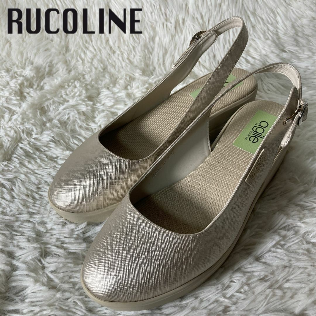 RUCO LINE(ルコライン)のほぼ未使用 アージレバイルコライン バックストラップパンプス サンダル 38 レディースの靴/シューズ(ハイヒール/パンプス)の商品写真