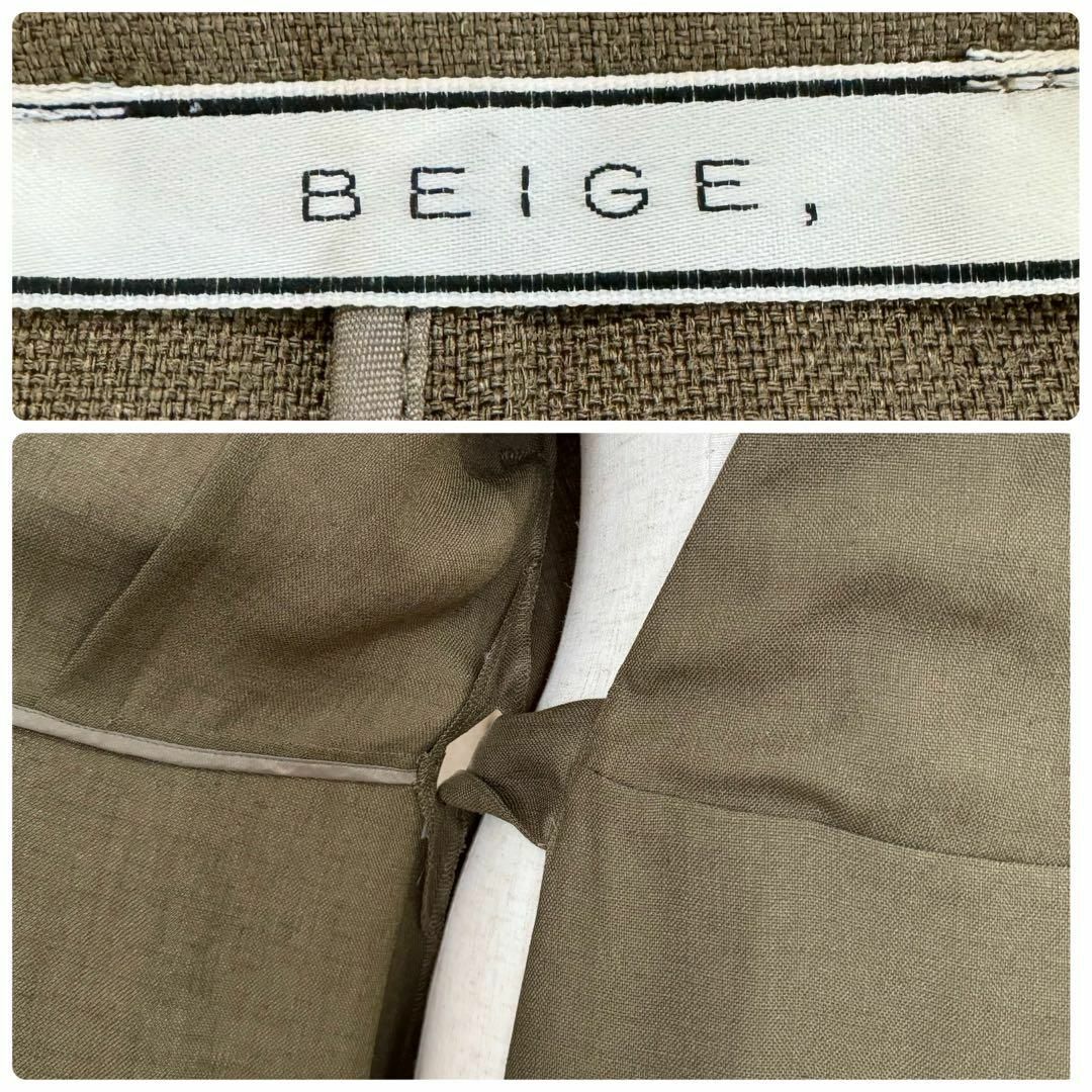 BEIGE,(ベイジ)の美品 BEIGE ベイジ ロング 半袖 麻調 ラップワンピース カーキ4 レディースのワンピース(ひざ丈ワンピース)の商品写真