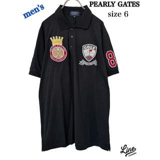 パーリーゲイツ(PEARLY GATES)のPG パーリーゲイツ　ポロシャツ　メンズ6 XL LL ゆったり　ブラック　黒(ウエア)