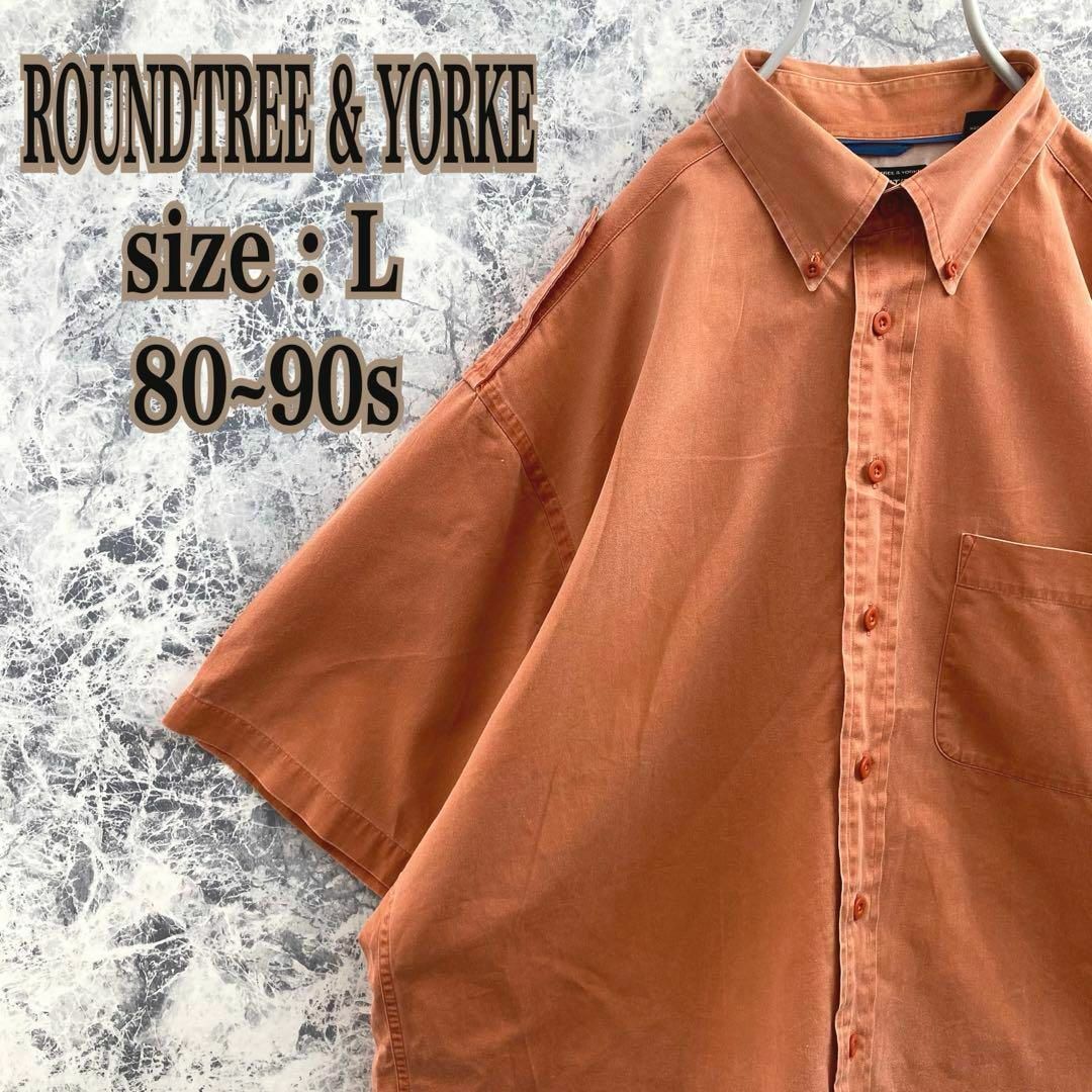VINTAGE(ヴィンテージ)のIT1 香港製US古着ラウンドツリーアンドヨークボタンダウン半袖シャツ8090s メンズのトップス(Tシャツ/カットソー(半袖/袖なし))の商品写真
