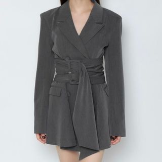 meltthelady thick belt jacket onepiece(ひざ丈ワンピース)