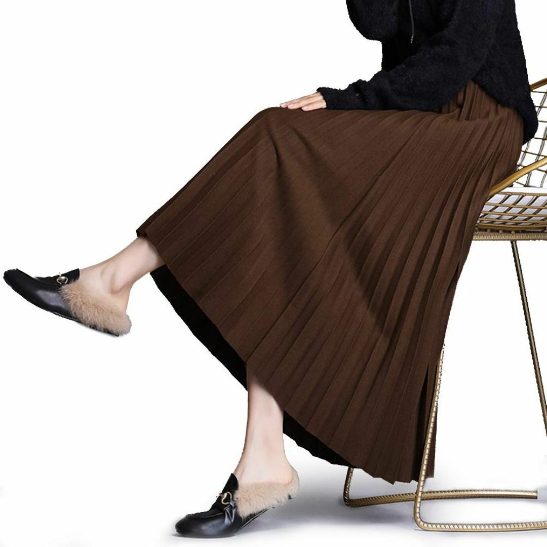 【色: ブラウン】[ASCOBO] スカート レディース ロングスカート フレア レディースのファッション小物(その他)の商品写真