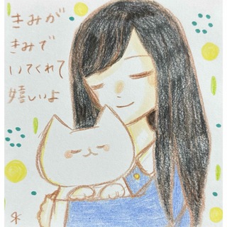 【682】【女の子と猫の絵】オリジナル手描きアナログイラスト原画　自作創作作品(アート/写真)