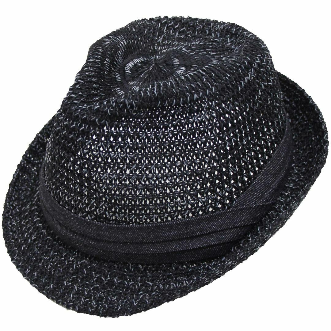 [エクサス] 中折れハット 大きいサイズ帽子 頭周り約65cm アゼ編みサーモデ メンズのファッション小物(その他)の商品写真