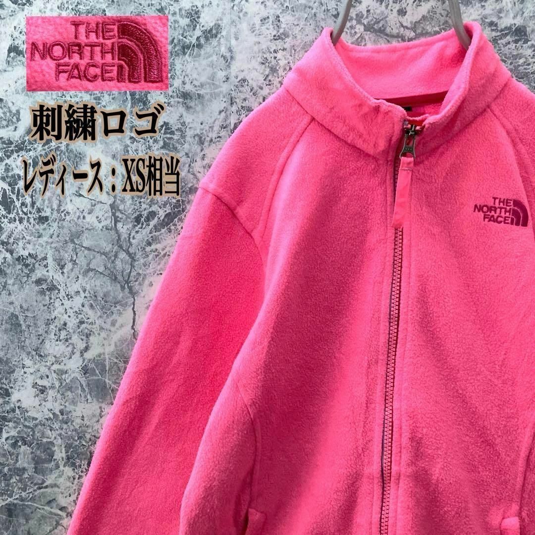 THE NORTH FACE(ザノースフェイス)のIN61 USA規格ザノースフェイスワンポイント刺繍ロゴ希少サイズ薄手フリース レディースのジャケット/アウター(ブルゾン)の商品写真