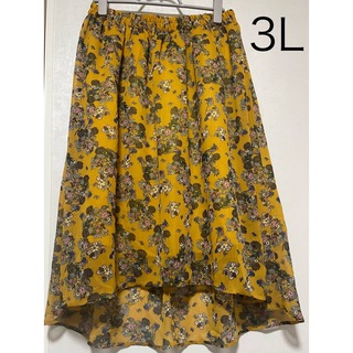 花柄スカート　大きいサイズ　プラスサイズ　3L フレアスカート　JINTY(ひざ丈スカート)