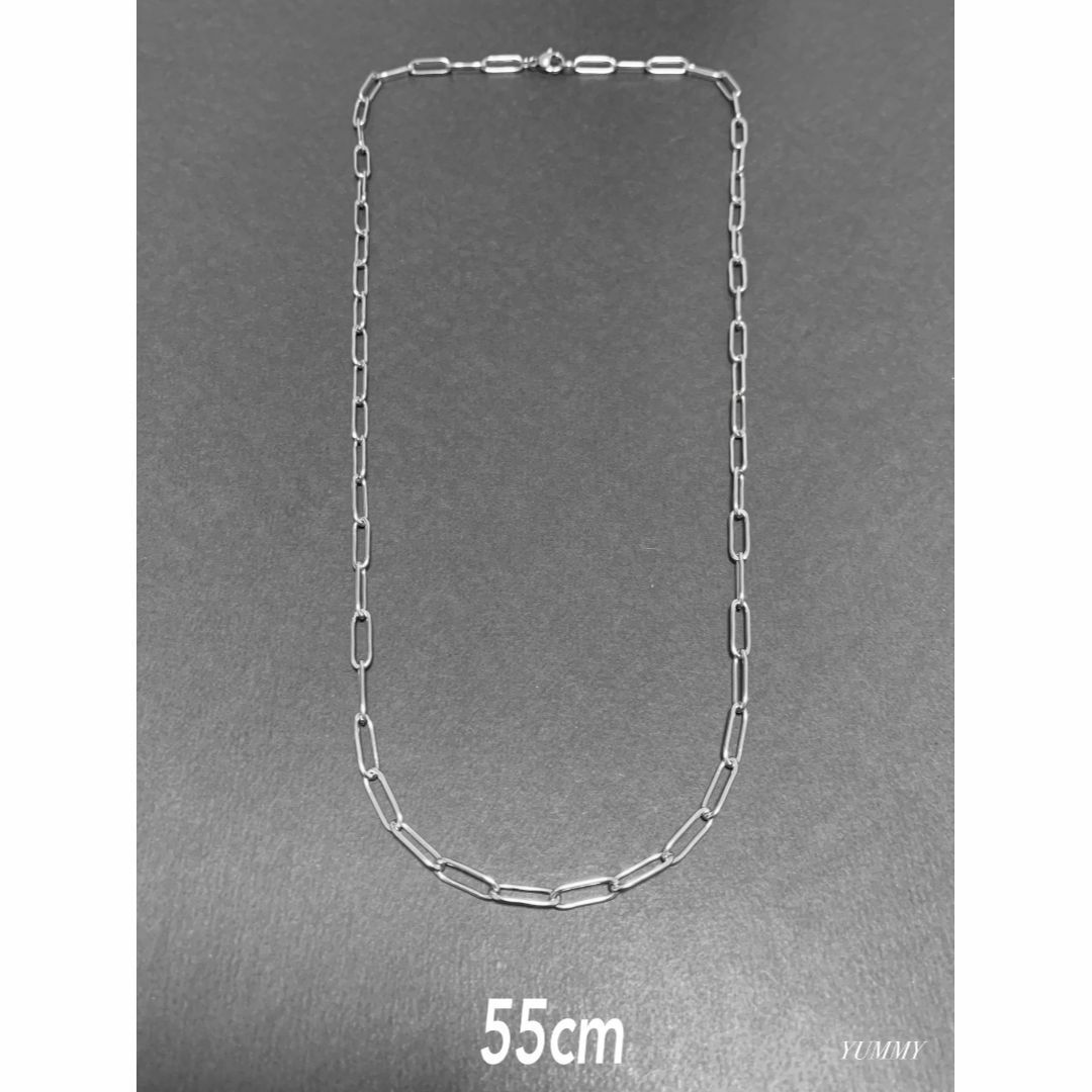 【クリップチェーンネックレス 4mm シルバー 55cm】ステンレス メンズのアクセサリー(ネックレス)の商品写真