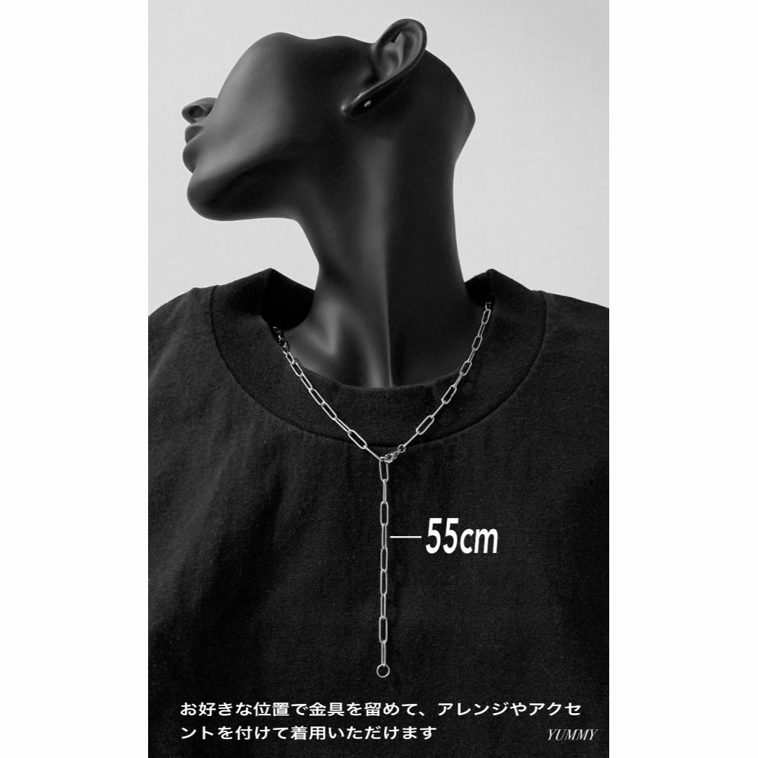 【クリップチェーンネックレス 4mm シルバー 55cm】ステンレス メンズのアクセサリー(ネックレス)の商品写真