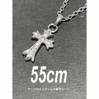 【キュービックジルコニアクロス ネックレス 55cm】クロムハーツ好きに♪(ネックレス)