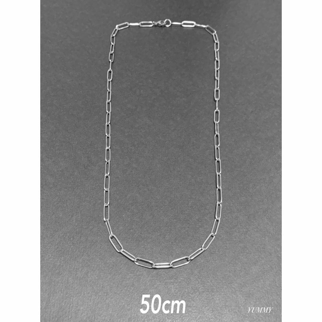 【クリップチェーンネックレス 4mm シルバー 50cm】ステンレス メンズのアクセサリー(ネックレス)の商品写真