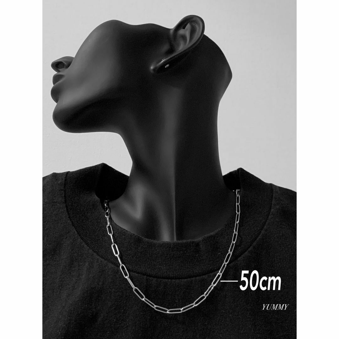 【クリップチェーンネックレス 4mm シルバー 50cm】ステンレス メンズのアクセサリー(ネックレス)の商品写真