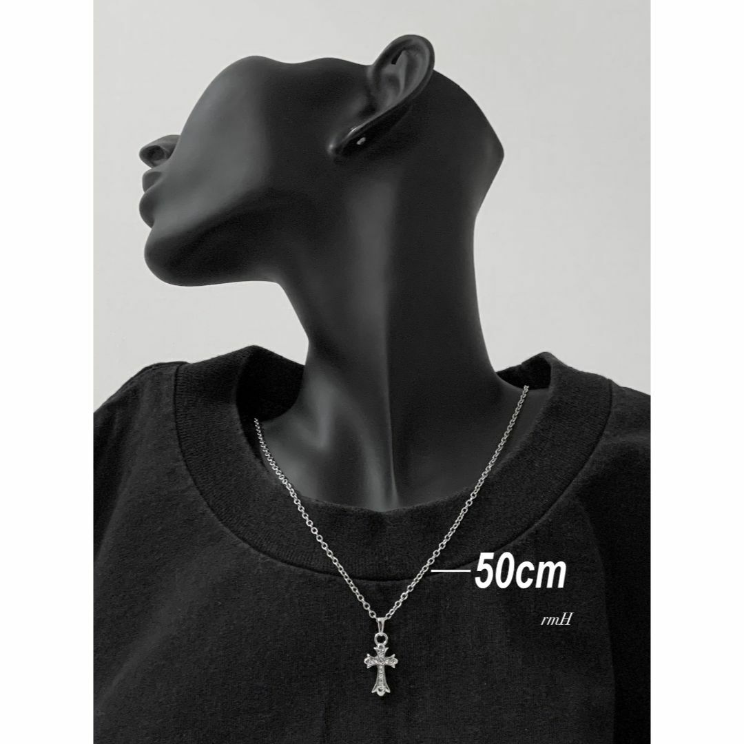 【キュービックジルコニアクロス ネックレス 50cm】クロムハーツ好きに♪ メンズのアクセサリー(ネックレス)の商品写真