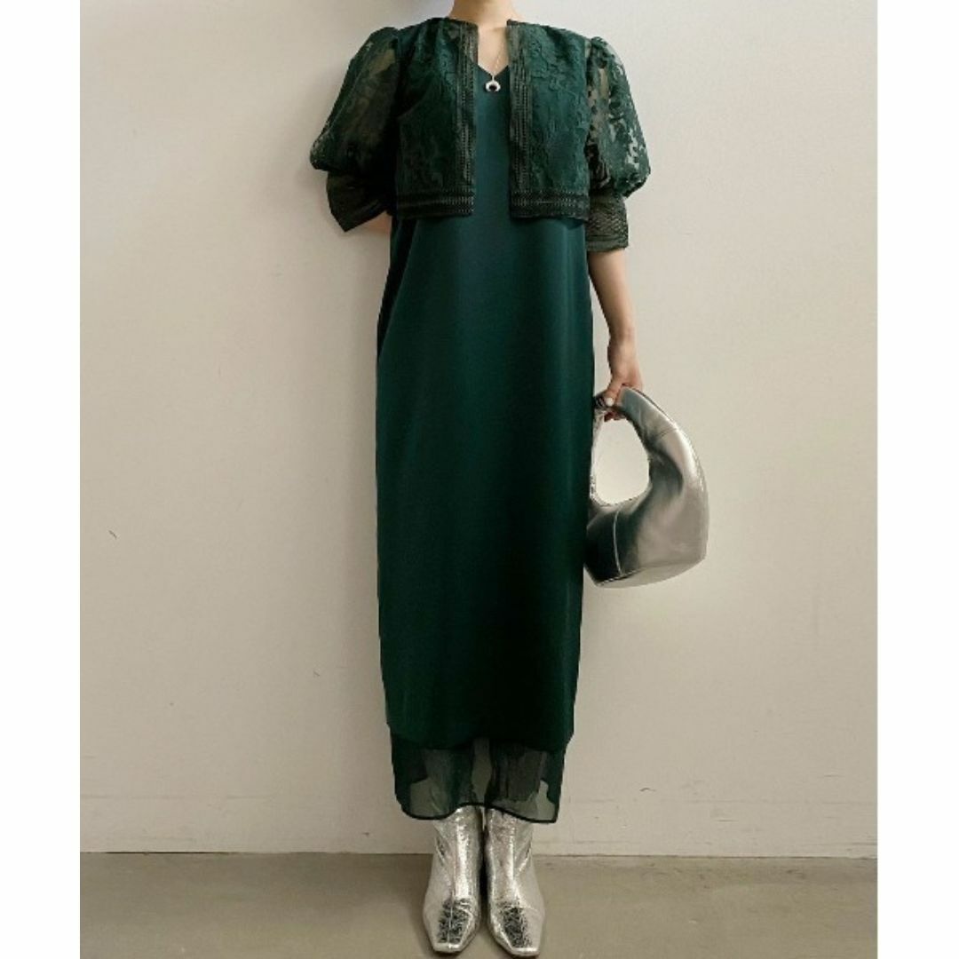 Ameri VINTAGE(アメリヴィンテージ)のAMERI  UND LACE BOLERO LAYERED DRESS レディースのワンピース(ロングワンピース/マキシワンピース)の商品写真