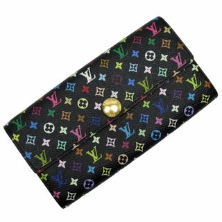 ルイヴィトン(LOUIS VUITTON)のルイ ヴィトン LOUIS VUITTON 二つ折り長財布 モノグラムマルチカラー ポルトフォイユ サラ モノグラムマルチカラー ブラック ゴールド レディース 送料無料【中古】 w0341f(財布)