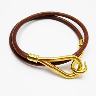 エルメス(Hermes)のエルメス HERMES ブレスレット チョーカー ネックレス ジャンボ レザー/メタル ブラウン/ゴールド レディース 送料無料【中古】 w0347g(ブレスレット/バングル)