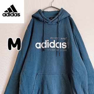 アディダス(adidas)のアディダス　スウェット　プルオーバー　パーカー　ブルー　Mサイズ　長袖　古着(パーカー)