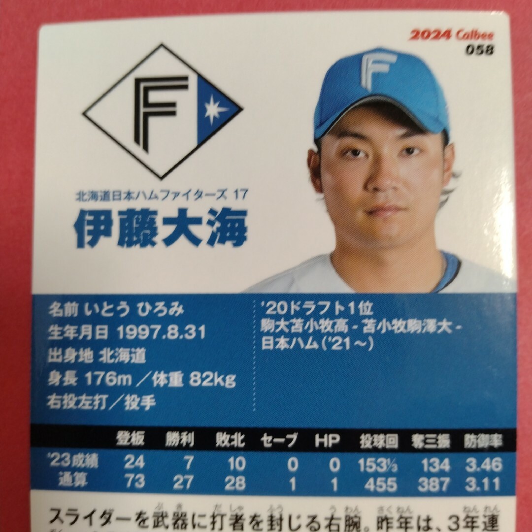 伊藤大海 カード プロ野球チップス2024第1弾 エンタメ/ホビーのトレーディングカード(シングルカード)の商品写真