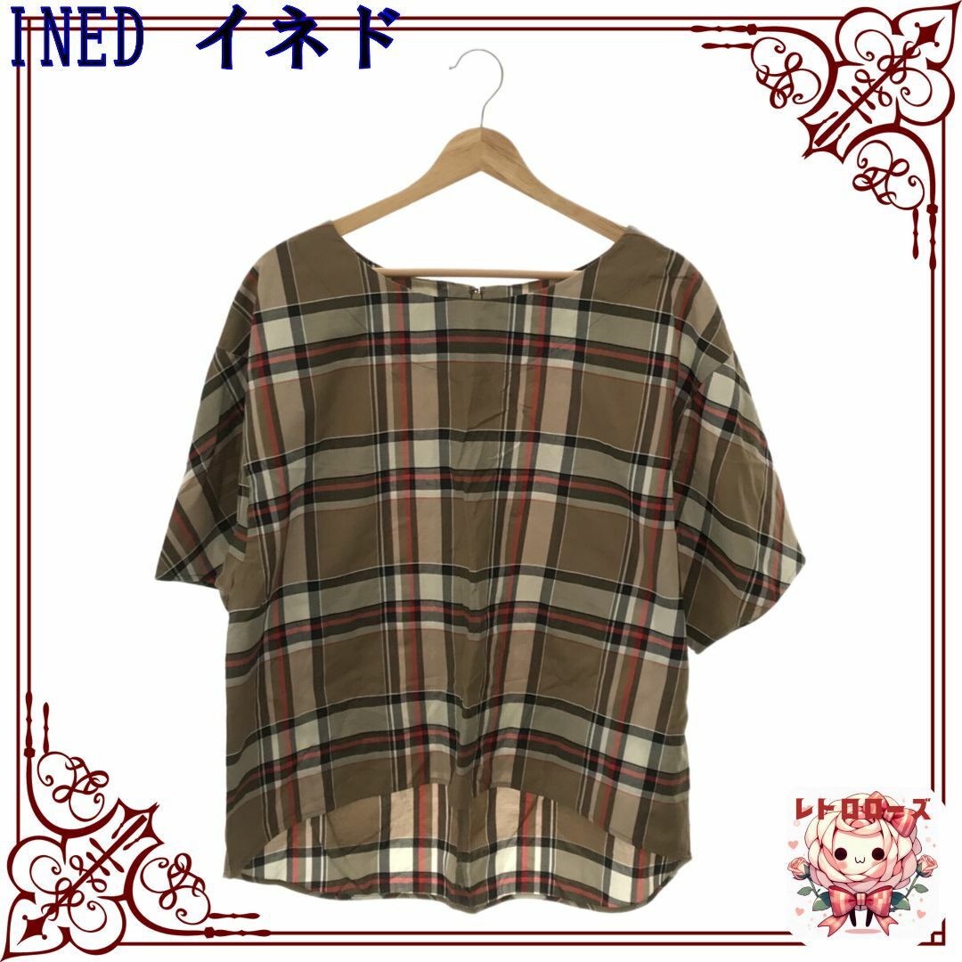 INED(イネド)のINED イネド トップス Tシャツ お洒落 半袖 レディース チェック柄 15 レディースのトップス(Tシャツ(半袖/袖なし))の商品写真