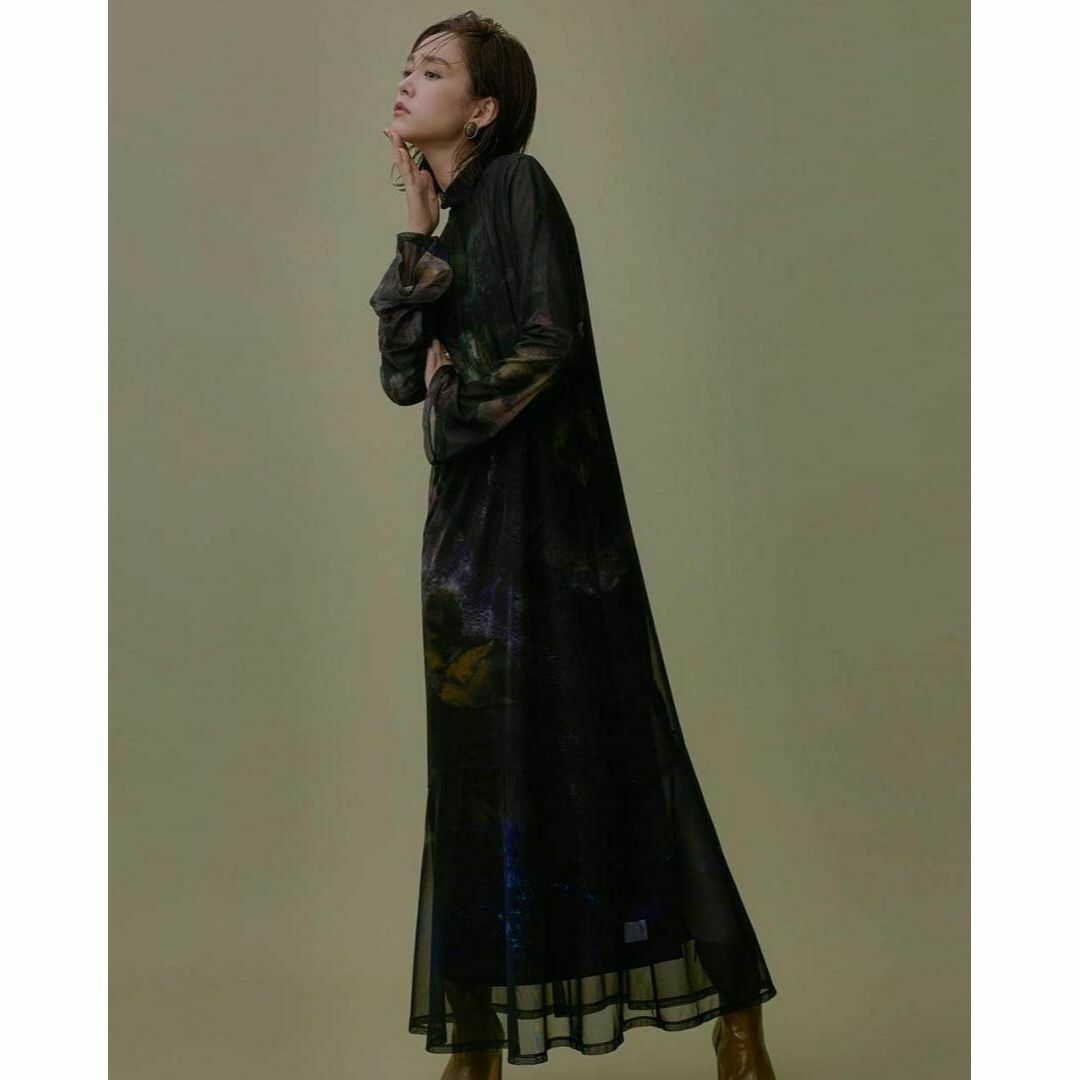 Ameri VINTAGE(アメリヴィンテージ)のAMERI NUANCE ART LAYERED SHEER DRESS223 レディースのワンピース(ロングワンピース/マキシワンピース)の商品写真