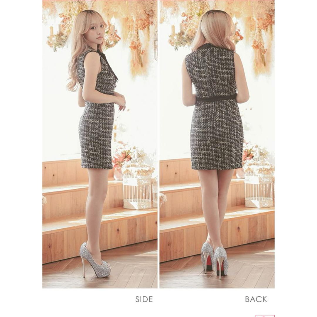 dazzy store(デイジーストア)のツイードネックリボンチェック柄ドレス レディースのフォーマル/ドレス(ナイトドレス)の商品写真