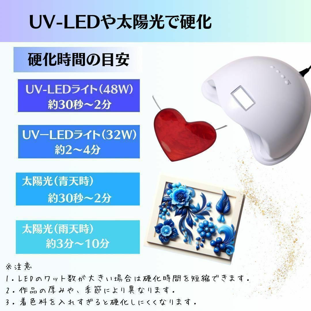 レジン液　100g 3本セット 300ｇ UVレジン　着色剤プレゼント 高品質 ハンドメイドの素材/材料(その他)の商品写真