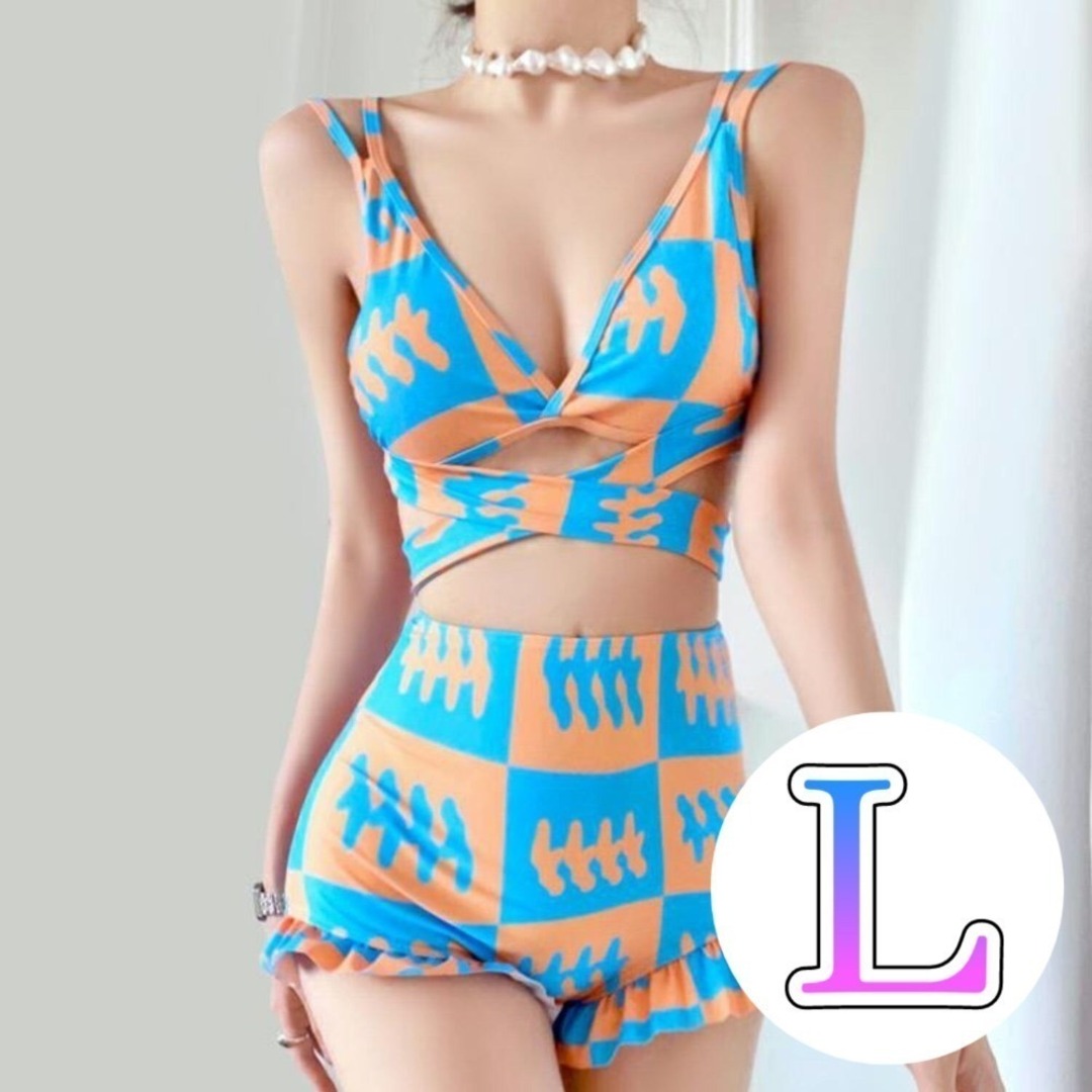 【3点セット】レディース　水着　セパレート　ブルー　体形カバー　海　プール　 レディースの水着/浴衣(水着)の商品写真