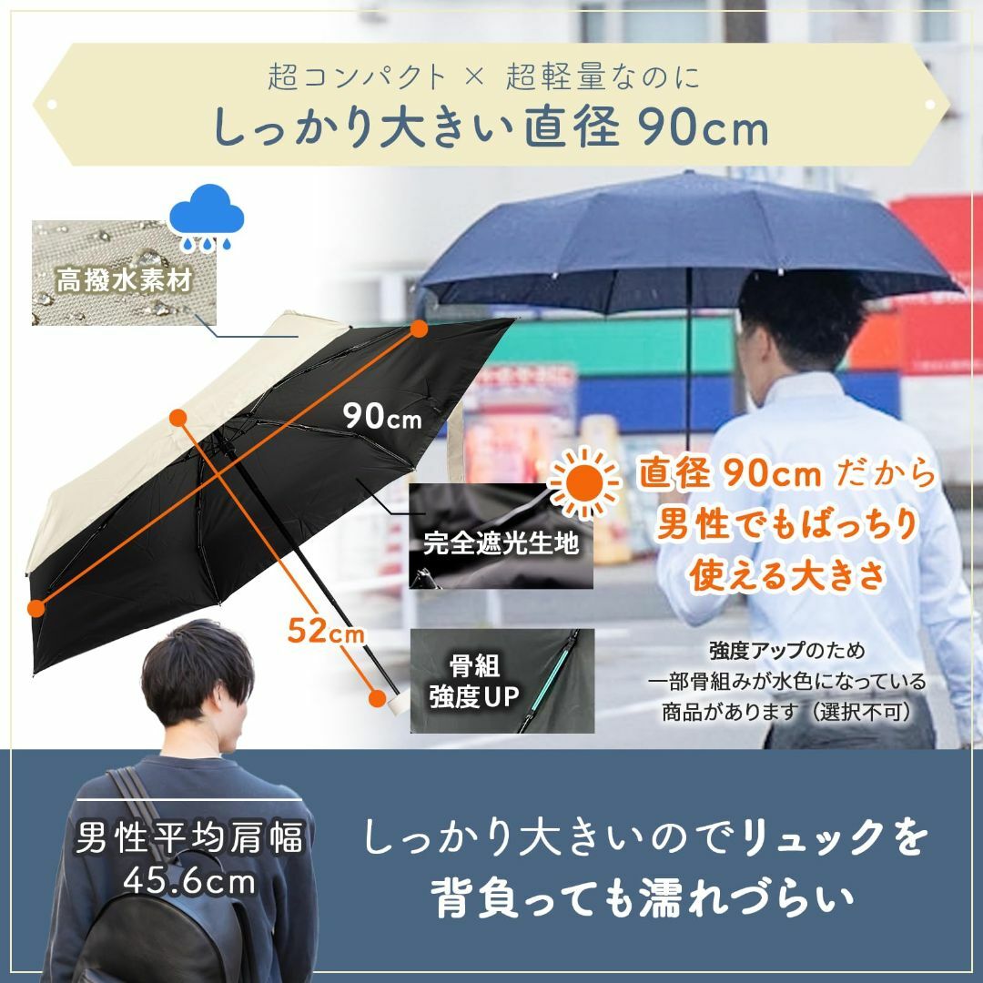 【色: ブルーグレー】超軽量222g スマホサイズ【1年中使える晴雨両用】完全遮 レディースのファッション小物(その他)の商品写真