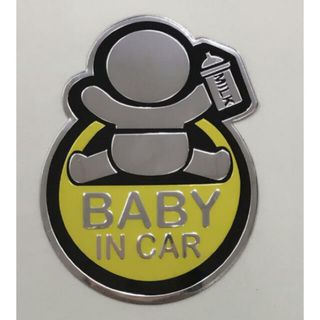 Baby  in  car  ステッカー　黄色　新品(車外アクセサリ)