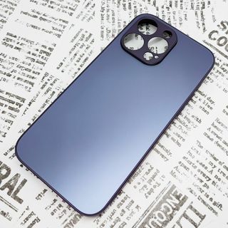 iPhone 14ProMax ガラス背面シリコンケース (23)ダークパープル(iPhoneケース)