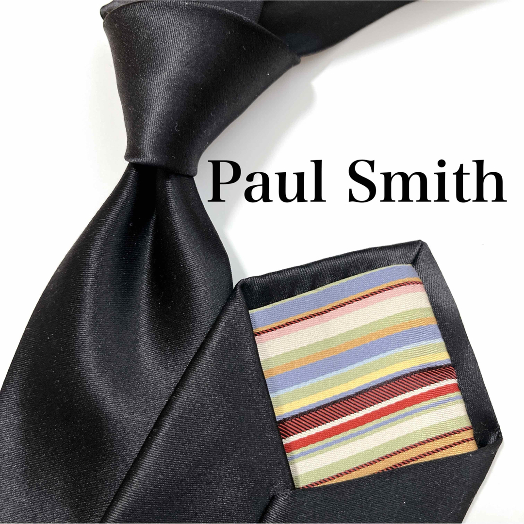 Paul Smith(ポールスミス)の美品 ポールスミス ネクタイ ハイブランド ソリッドタイ 無地 マルチストライプ メンズのファッション小物(ネクタイ)の商品写真