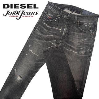 ディーゼル(DIESEL)のDIESEL ジョグジーンズ THOMMER-T ダメージ加工 ブラック デニム(デニム/ジーンズ)