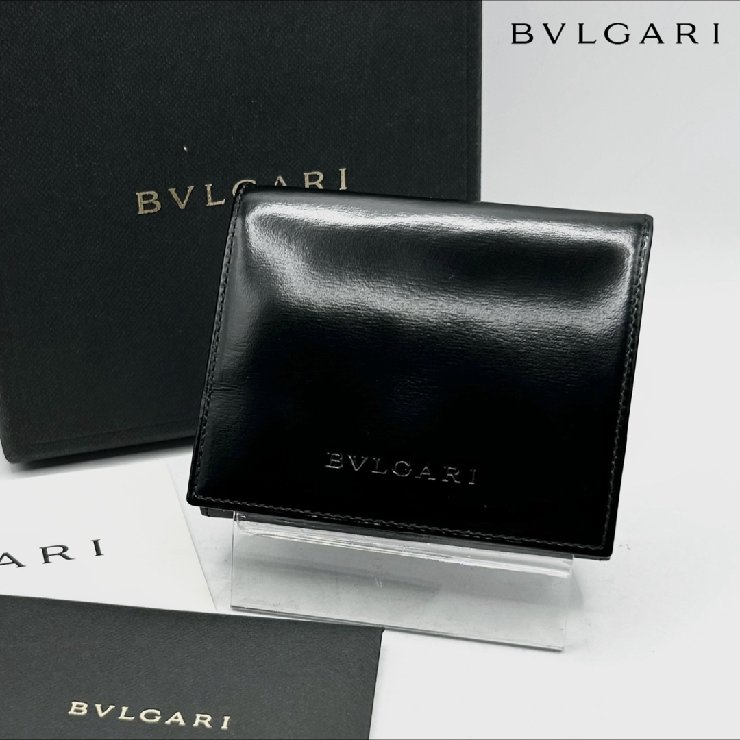 BVLGARI(ブルガリ)の未使用 BVLGARI クラシコ コインケース 小銭入れ ロゴ カーフレザー 黒 メンズのファッション小物(コインケース/小銭入れ)の商品写真